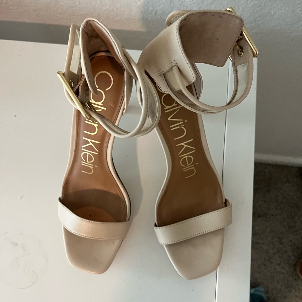 Calvin Klein Women's Nude Clear Strap Heels